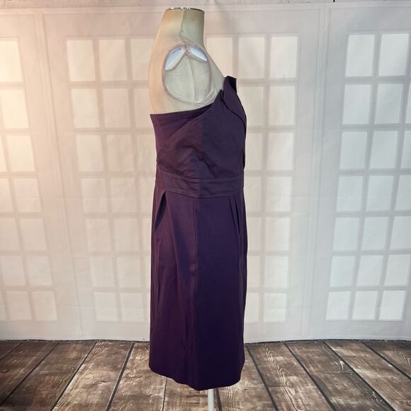 Deletta Anthropologie Purple Strapless fanned bodice cocktail Dress Size M - Picture 5 of 11